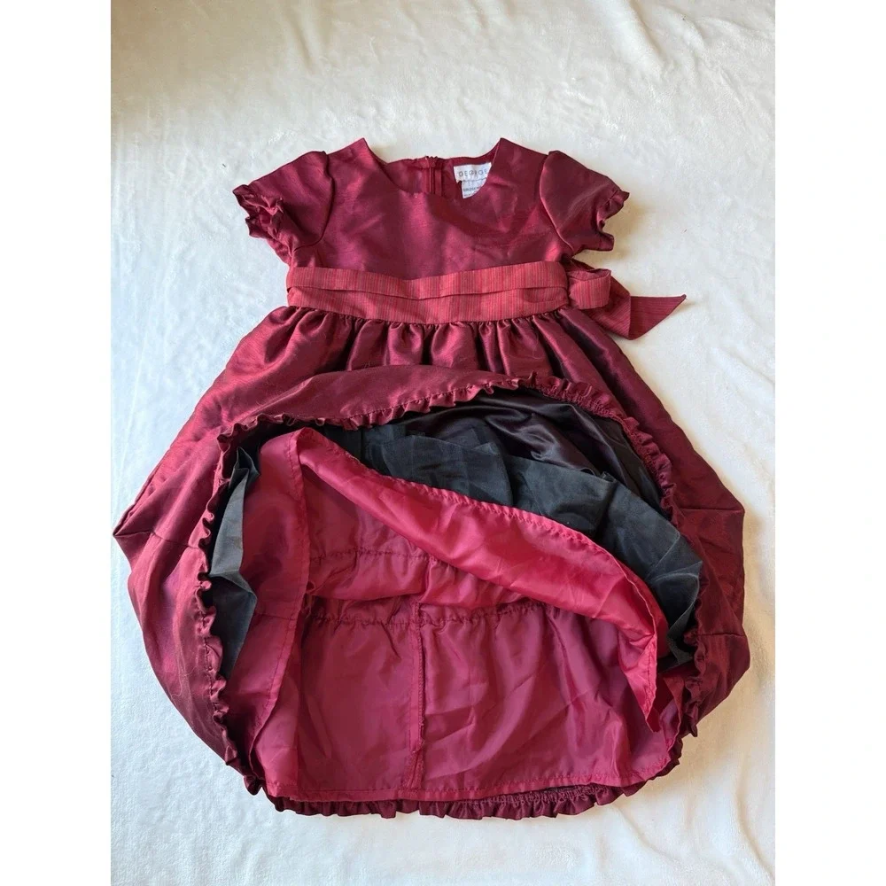 George Cherry Red Formal Girls Sz 6X Party Tie Princess Christmas Formal Dress